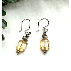 Vintage Peach Tone Faceted Resin Drop Earrings